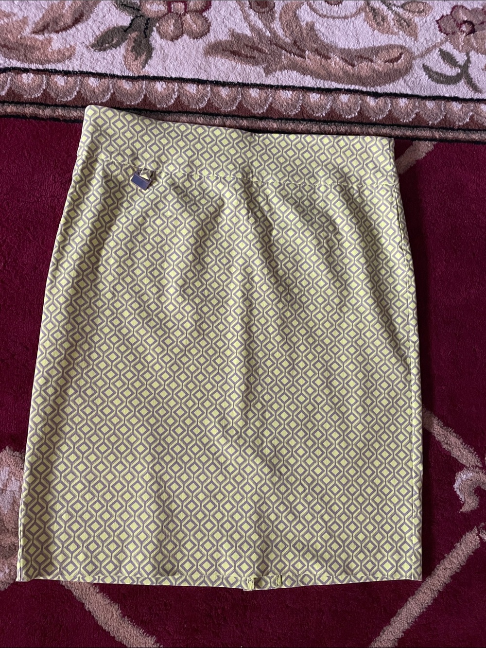 Yellow-Gray Geometric Stretchy Pencil Skirt - Women